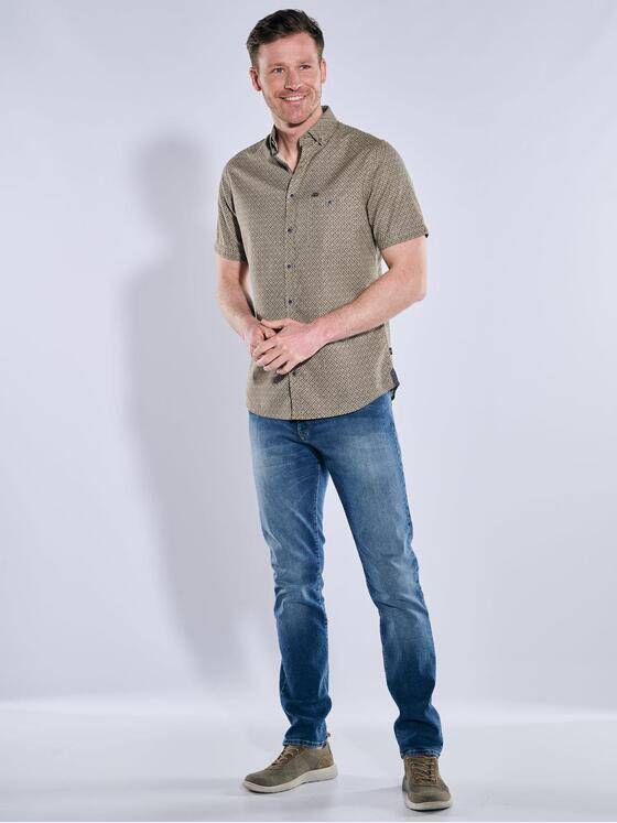 engbers Herren Kurzarm-Hemd gemustert Sand 39184