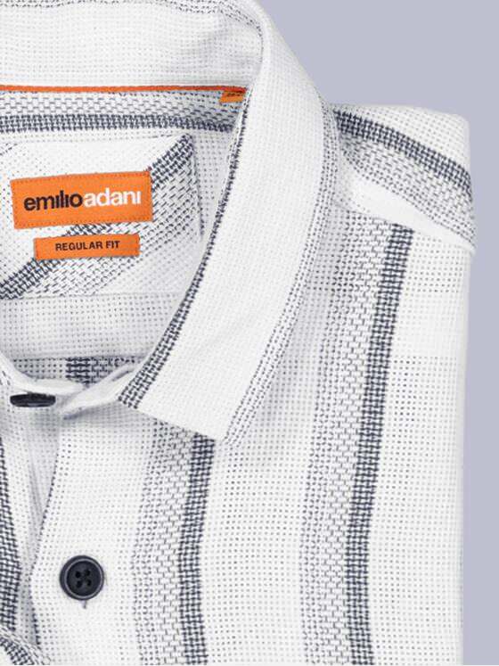 emilio adani Herren Overshirt gestreift Beige 38347