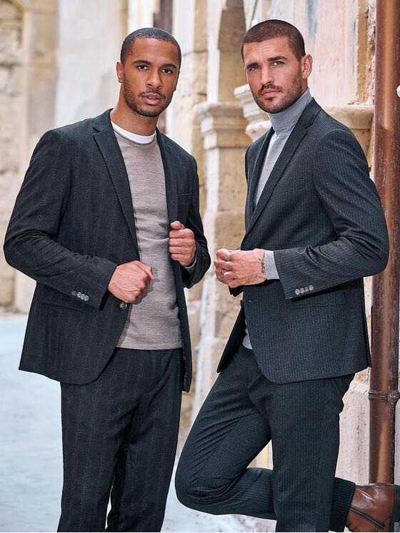 emilio adani Herren Anzug-Sakko slim fit Grau 35386