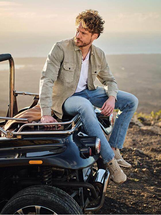 engbers Herren Overshirt mit Leinenanteil Beige 38912