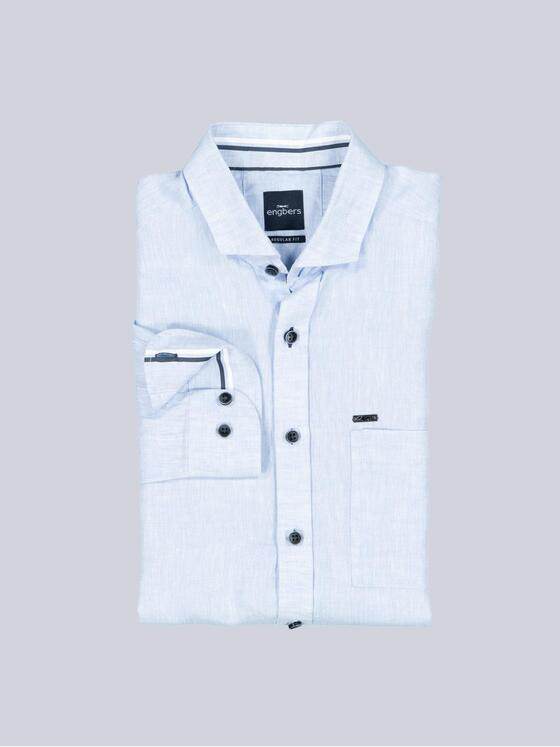 engbers Herren Langarm-Hemd aus Leinen Hellblau 38582