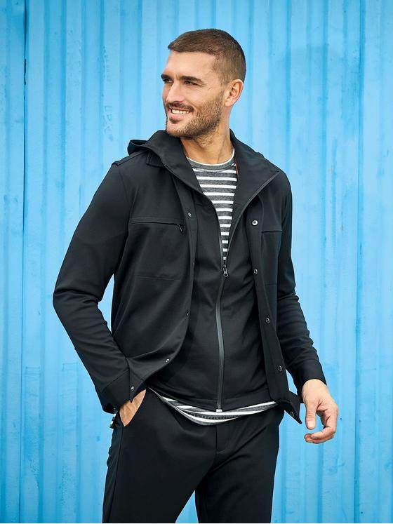 emilio adani Herren Blouson-Jacke aus Materialmix Schwarz 34602