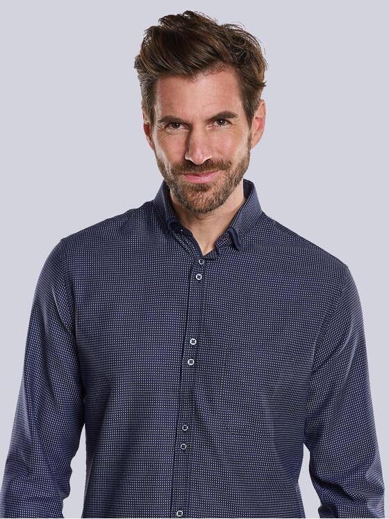 engbers Herren Langarm-Hemd gemustert Saphirblau 34400