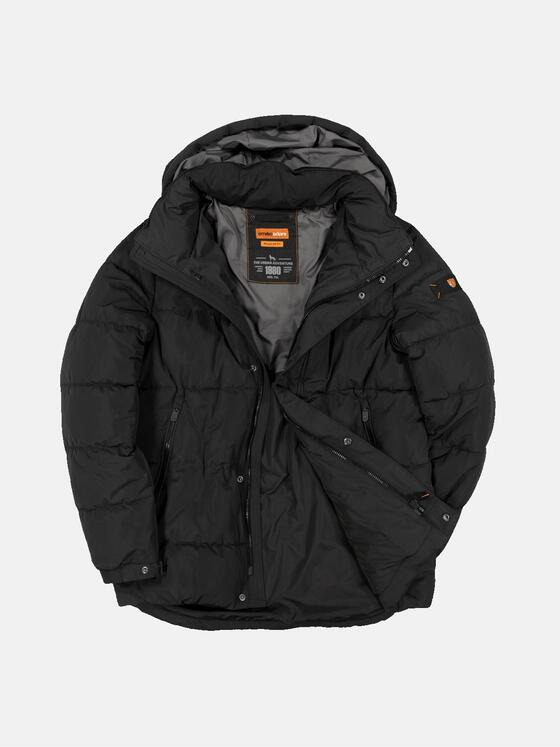 emilio adani Herren Steppjacke mit Kapuze Schwarz 35509