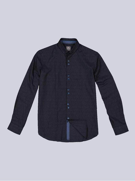 engbers Herren Langarm-Hemd gemustert Blau 34104