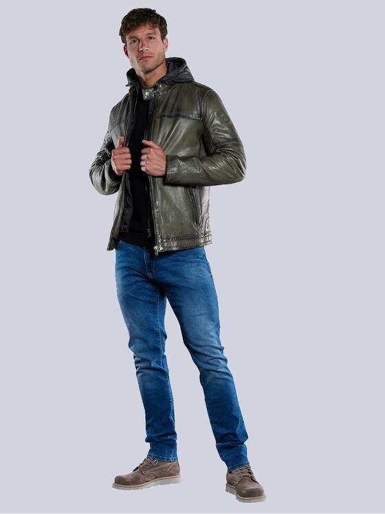 engbers Herren Lederjacke mit abnehmbarer Kapuze Grün 33545