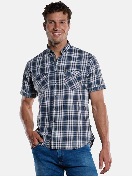 engbers Herren Kurzarm-Hemd kariert Indigoblau 33440