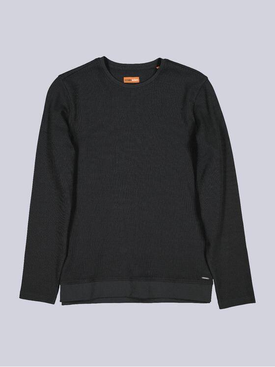 emilio adani Herren Modisches Langarm-Shirt Schwarz 40130