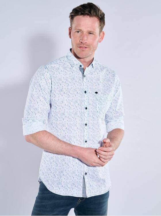 engbers Herren Langarm-Hemd gemustert Mittelblau 38773