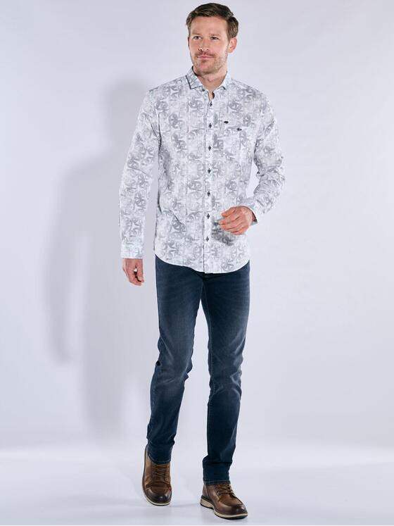 engbers Herren Langarm-Hemd gemustert Blau 37331