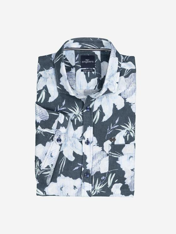 engbers Herren Kurzarm-Hemd gemustert Blau 36984