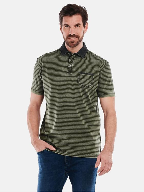 engbers Herren Polo-Shirt gestreift Grün 35052