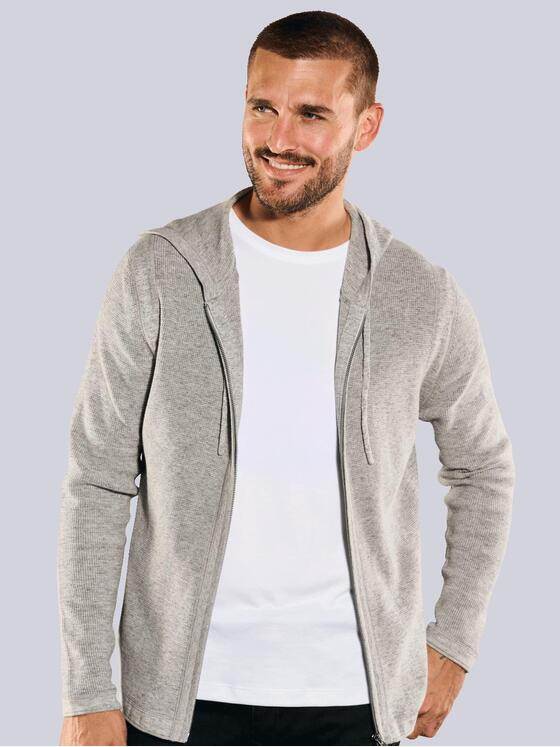emilio adani Herren Strickjacke mit Kapuze Weiß 35594