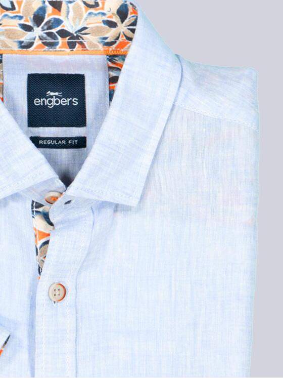 engbers Herren Kurzarm-Hemd aus Leinen Hellblau 38361