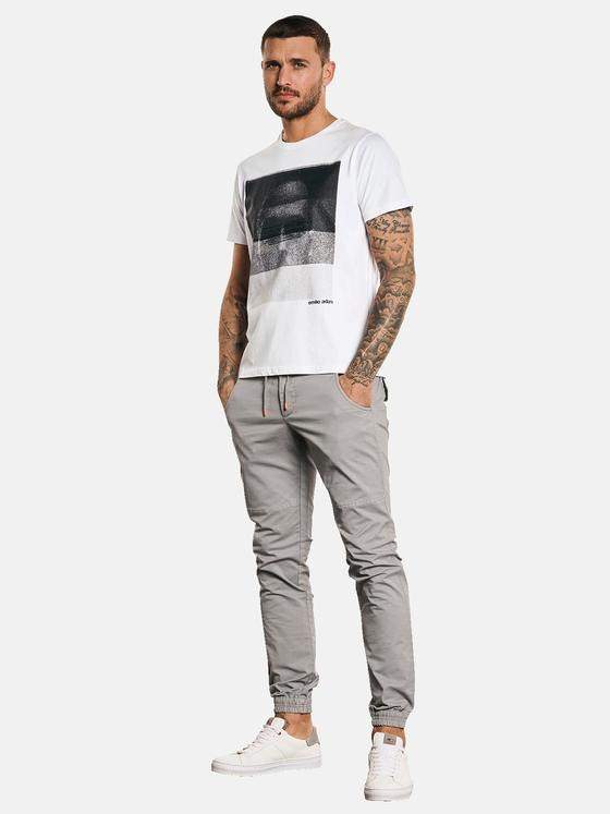 emilio adani Herren T-Shirt mit Statement-Print Weiß 32762