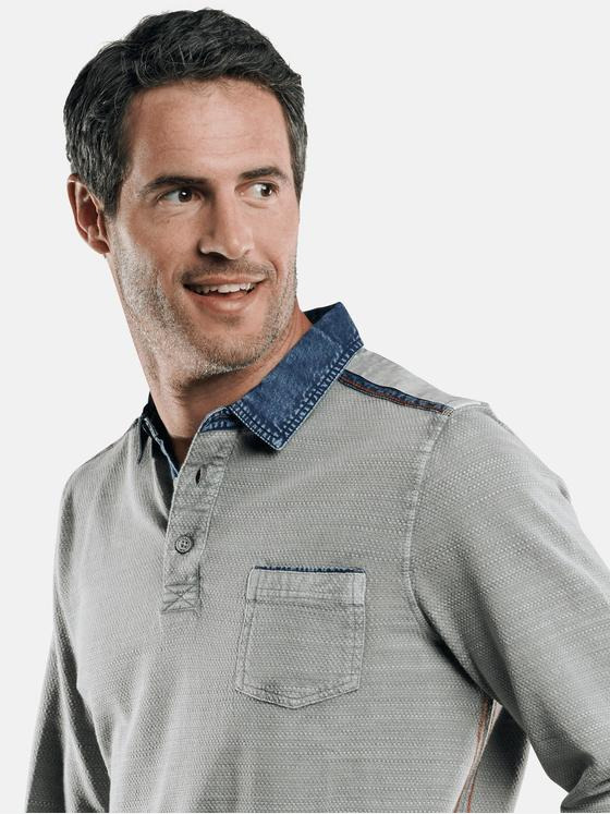engbers Herren Poloshirt langarm Mausgrau 29232