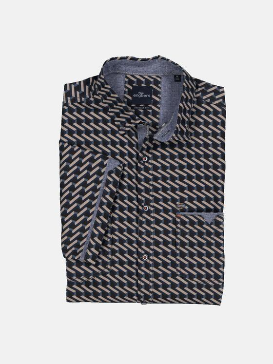 engbers Herren Kurzarm-Hemd gemustert Blau 35206