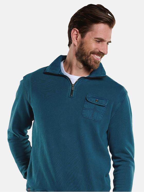 engbers Herren Sweatshirt mit Stehkragen Türkis 34128