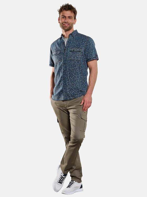 engbers Herren Kurzarm-Hemd gemustert Indigoblau 33043