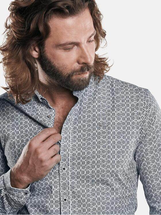 emilio adani Herren bedrucktes Hemd mit smarten Manschetten Blau 29324