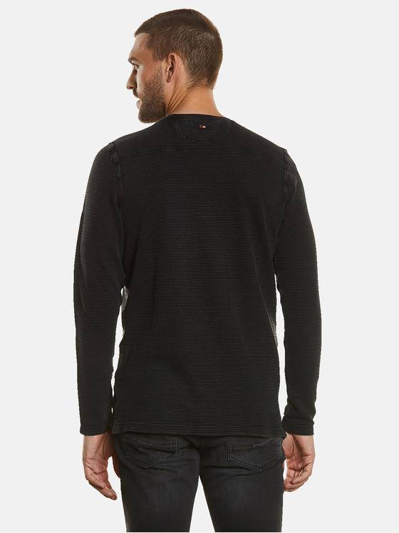emilio adani Herren Langarm-Shirt strukturiert Schwarz 34315