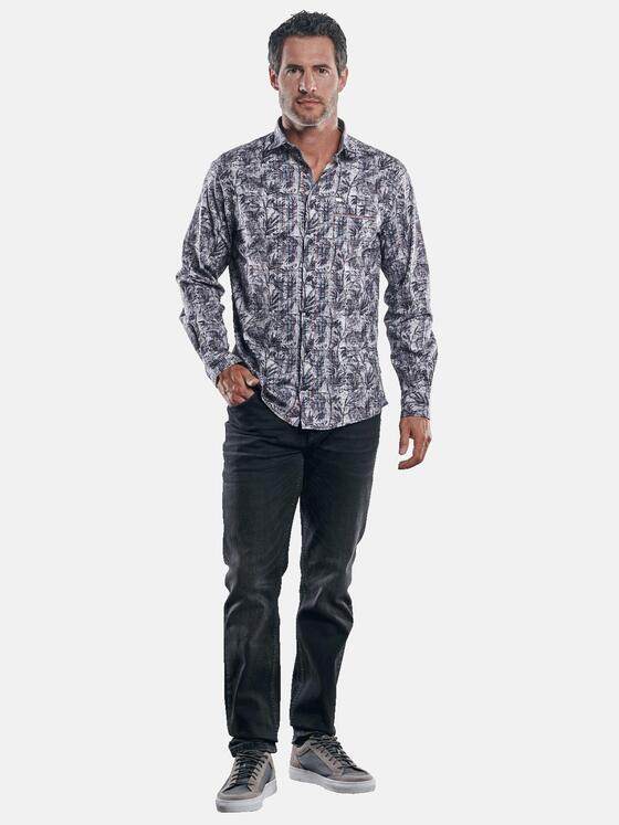 engbers Herren Floral gemustertes Langarmhemd Bordeaux 30381