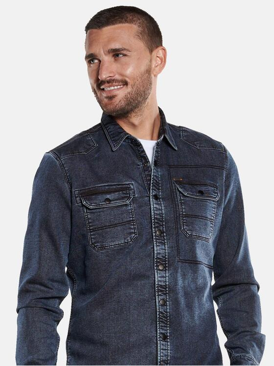 emilio adani Herren Hemd uni Saphirblau 33625