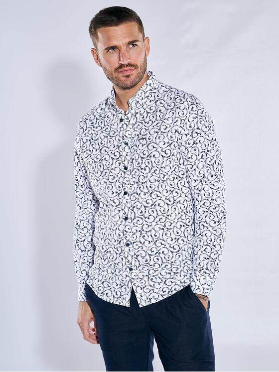 emilio adani Herren Langarm-Hemd gemustert Blau 38266