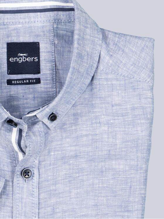 engbers Herren Kurzarm-Hemd aus Leinen Indigoblau 38577
