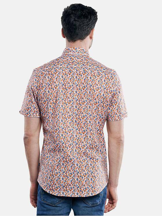 engbers Herren Kurzarm-Hemd mit All-Over Print Dunkelorange 31718