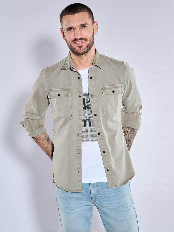 emilio adani Herren Langarm-Hemd slim fit Beige 36996