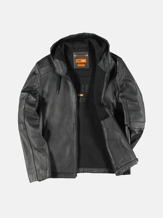 emilio adani Herren Lederjacke in gebondeter Warenqualität Grau 31878