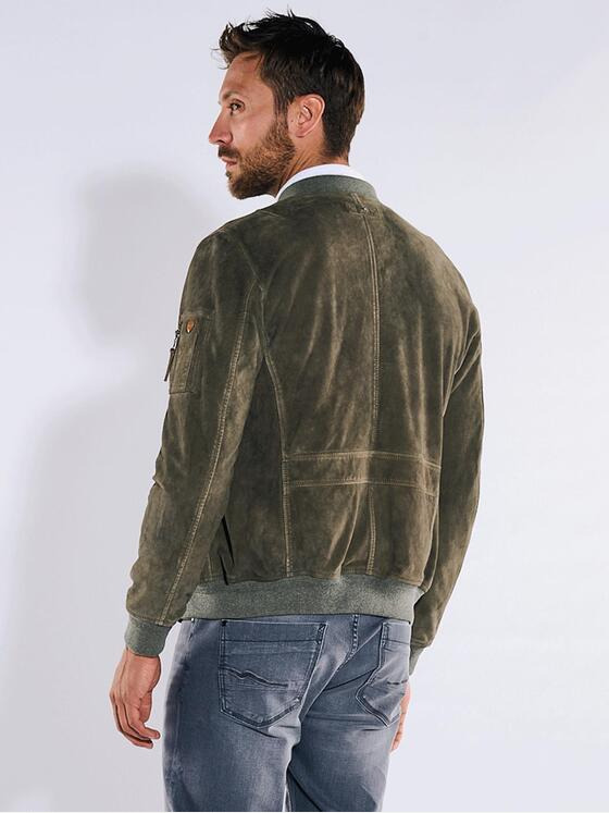 emilio adani Herren Lederjacke regular Grau 36197