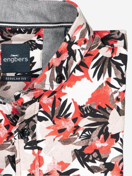 engbers Herren Langarm-Hemd gemustert Orange 38019