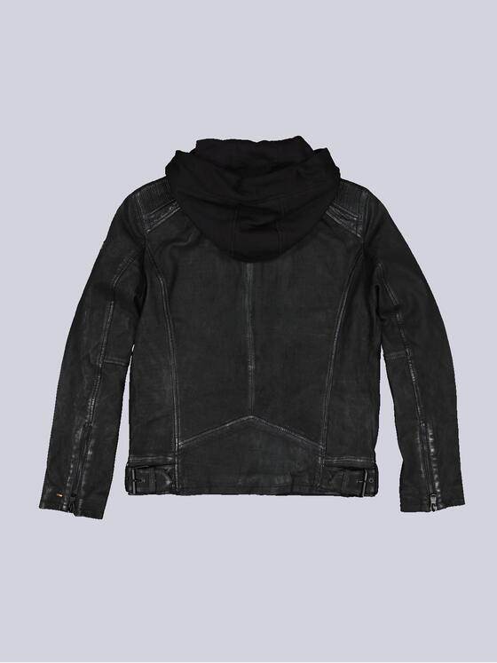 emilio adani Herren Lederjacke slim fit Schwarz 36198
