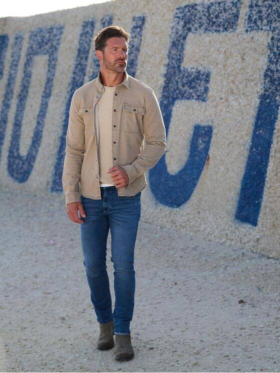 emilio adani Herren Overshirt uni Beige 39203