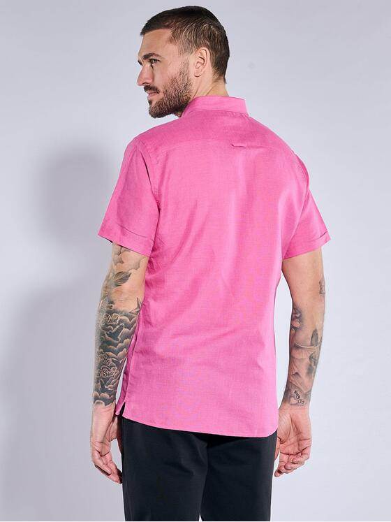 emilio adani Herren Kurzarm-Hemd uni Violett 37007