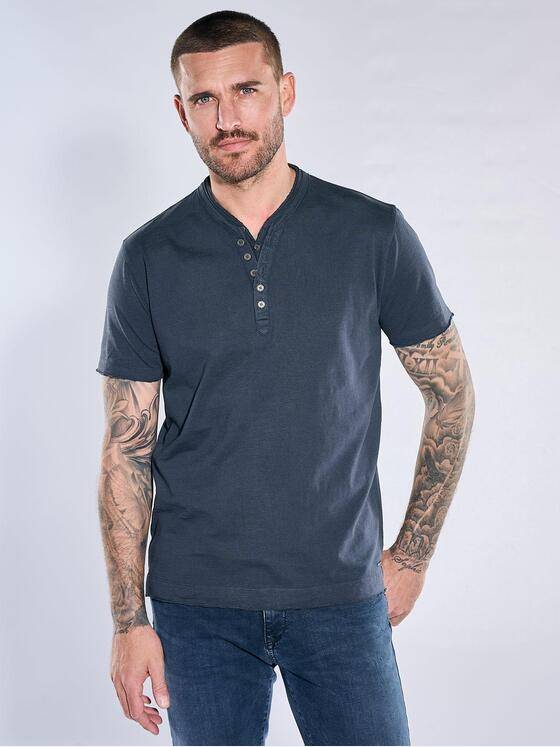 emilio adani Herren Henley T-Shirt Saphirblau 40764