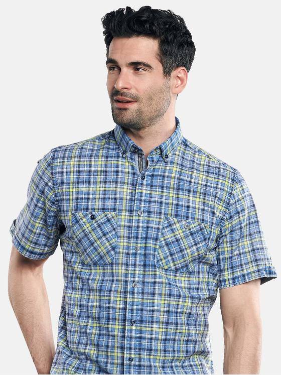 engbers Herren Halbarmhemd im Karodesign Zitronengelb 31042