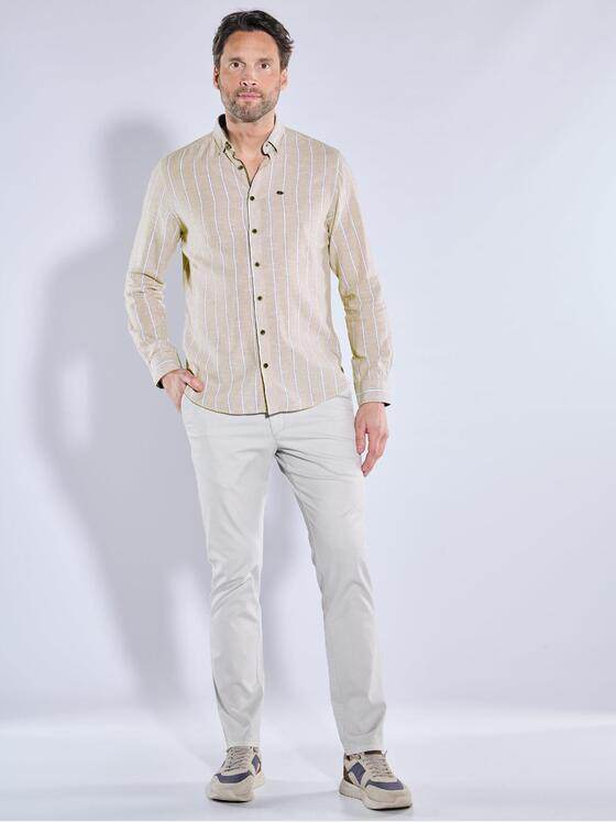 engbers Herren Langarm-Hemd aus Halbleinen Beige 38486