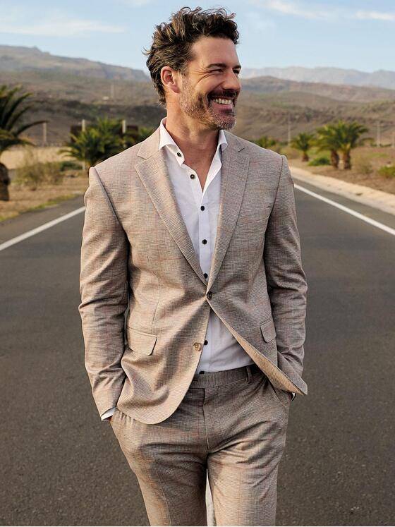 emilio adani Herren Anzugsakko slim fit Beige 40362