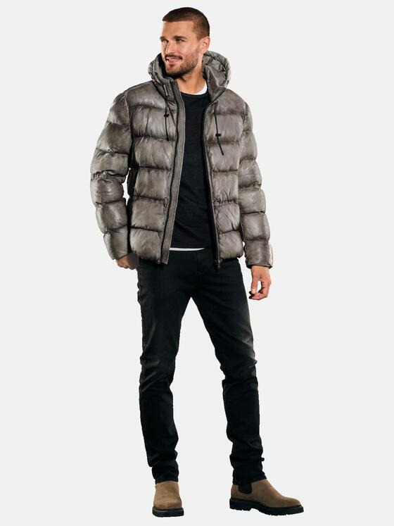 emilio adani Herren Lederjacke regular Grau 35433