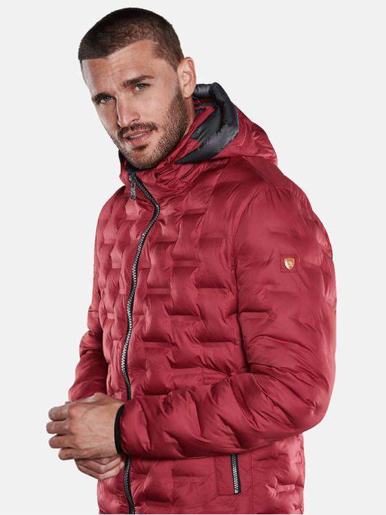 emilio adani Herren Steppjacke mit Kapuze Rot 33283