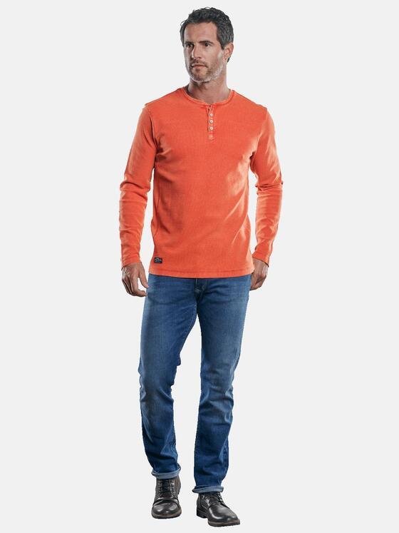 engbers Herren Strukturiertes Henley Shirt Reinorange 30279