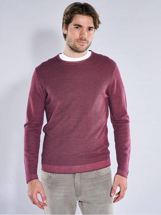 emilio adani Herren Merino-Pullover mit Reiskorn-Struktur Dunkelrot 41183