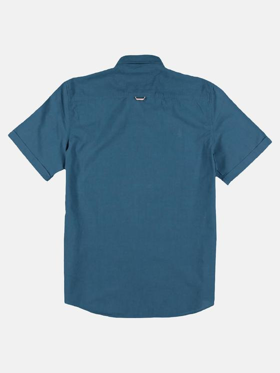 engbers Herren Sommerliches Kurzarmhemd mit floralen Kontrastdetails Saphirblau 29782