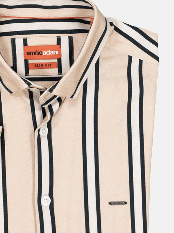 emilio adani Herren Kurzarm-Hemd slim fit Beige 36548