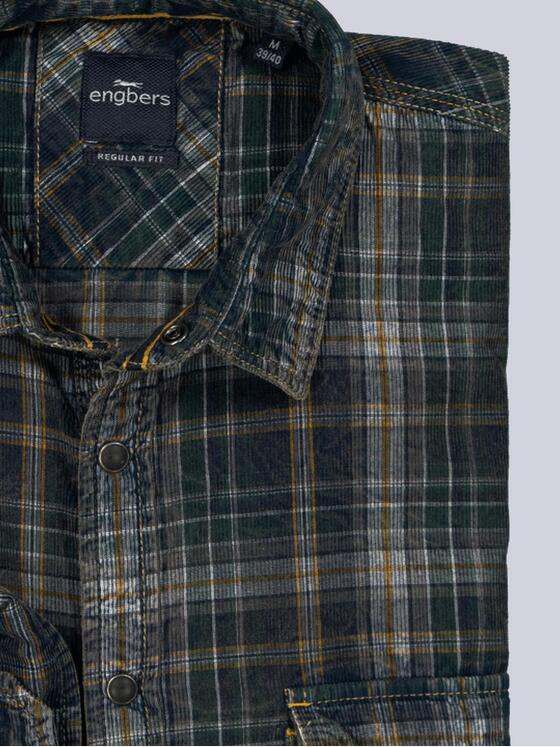 engbers Herren Langarm-Hemd aus Cord Blau 35659