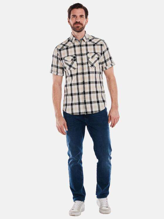 engbers Herren Kurzarm-Hemd kariert Beige 35075
