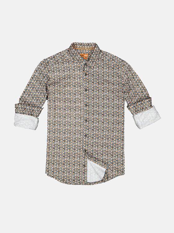 emilio adani Herren Langarm-Hemd gemustert Orange 33669